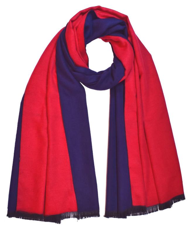 Shawl Scarf 70% Viscos 30% PES Flannel fleecy 195X65cm Melange Jacquard Uni-Color ST-VP-CDF-1505B Red Navy